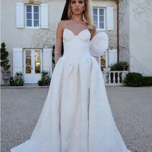 $1198 For Love & Lemons Julia White Spaghetti-Strap Ball Gown Anthropologie